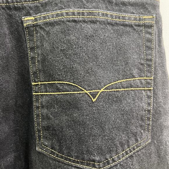 VINTAGE Anchor Blue Men Jeans 36x32 Black Wide Leg Baggy Skater Y2K - Picture 5 of 8